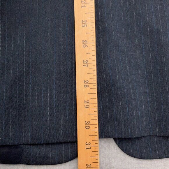 Hart Schaffner Marx Suit Men 42R 34Wx29.5L Gray Blue Pinstripe Classic USA VTG - Picture 8 of 16
